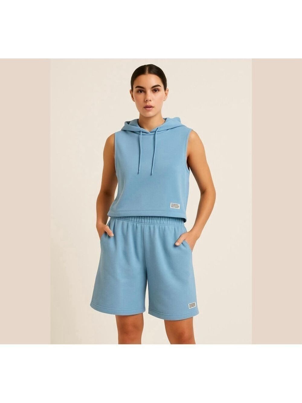 H&M set shorts and sleeveless hoodie blue cotton
